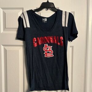 Cardinals Navy T-Shirt with Silver and White Stripes